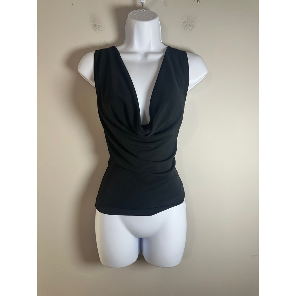 Zara Womens Black Cowl Neck Draped Sleeveless Tank Top Size M Sexy Clubwear